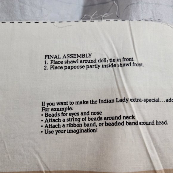 "Little Deer" Indian Doll Southwestern Brown Colors Craft Fabric Panels "3" - Picture 10 of 12